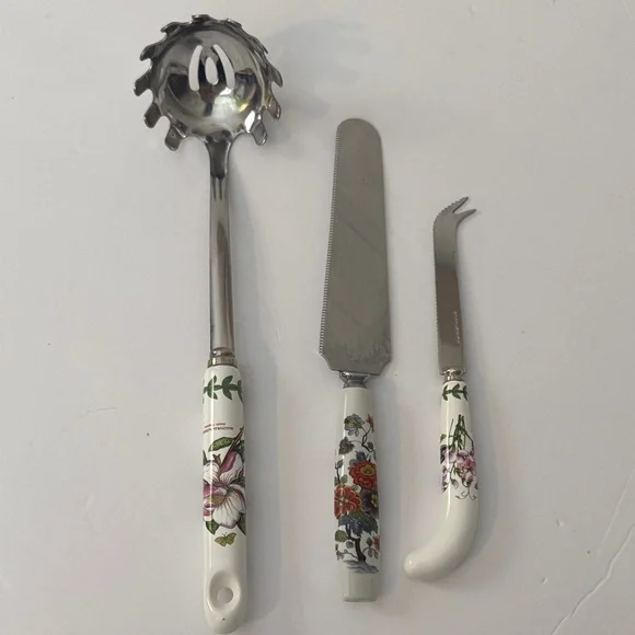 Portmeirion Botanical Garden Floral Kitchen Utensil Set & 1 Aynsley Cake Knife