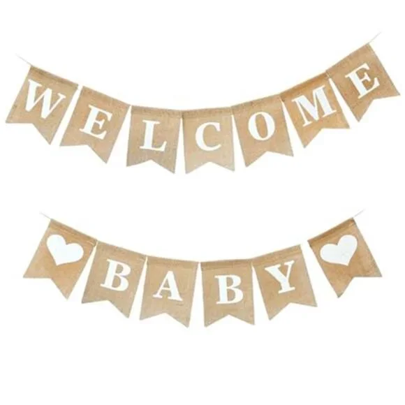 Welcome Baby Sign Boy Girl Newborn Birth Announcement Banner Baby Shower Decor