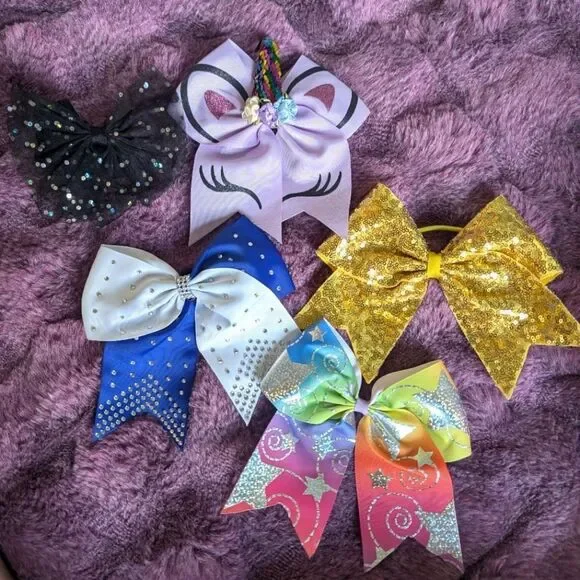 Colorful Bow Set with Glitter and Rhinestones