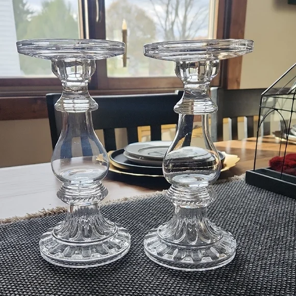 Pottery Barn Clear Glass Candle Holders