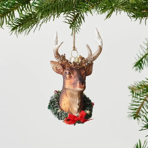 Pottery Barn Buck Wreath Ornament - New
