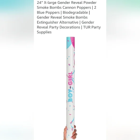 New - (2) 24 Inch GENDER REVEAL POWDER CANNONS