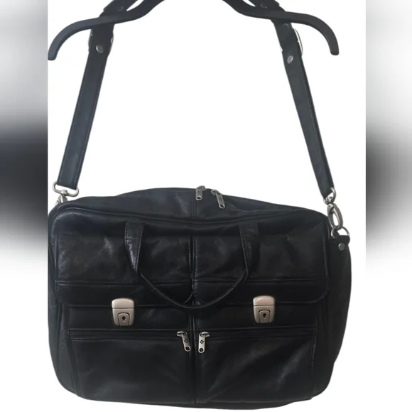 Samsonite Vintage Black Leather Computer Bag