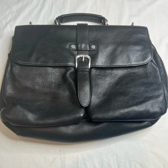 Clarks Black PURSE Briefcase Style Handbag Brass Accents Pocketbook BAG A051221