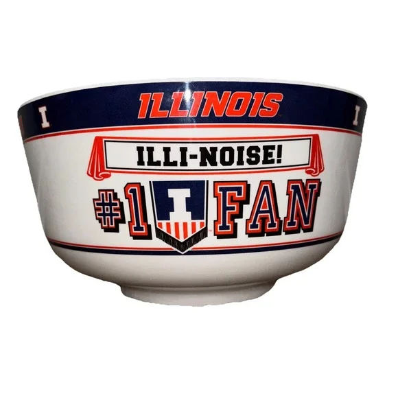 HUGE University Of Illinois Illini Large Serving Bowl Big Sport Party NCAA Split