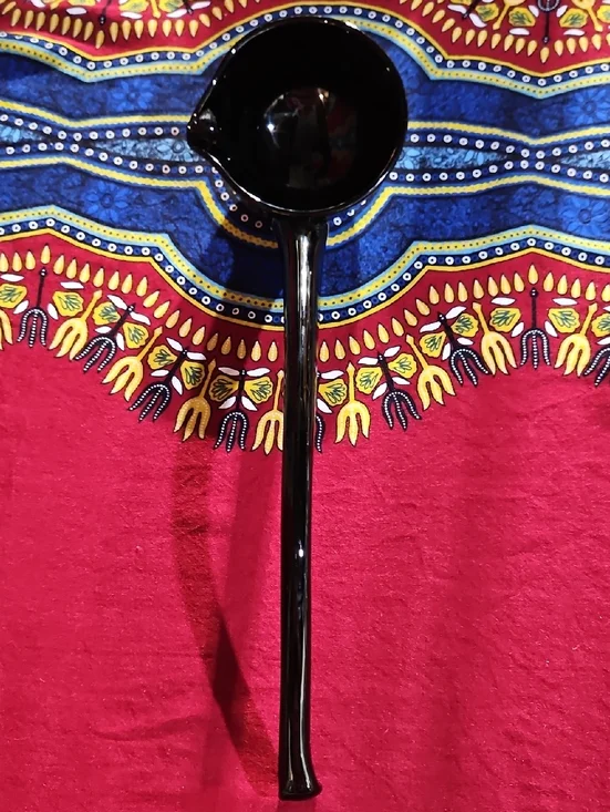 Black Glass Sleek Long-Handled Deep Bowl Ladle