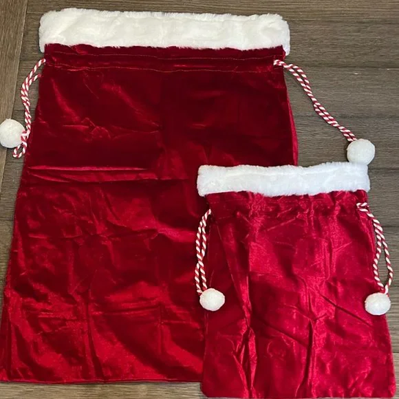 2 Pieces Christmas Velvet Santa Bags Christmas Gift