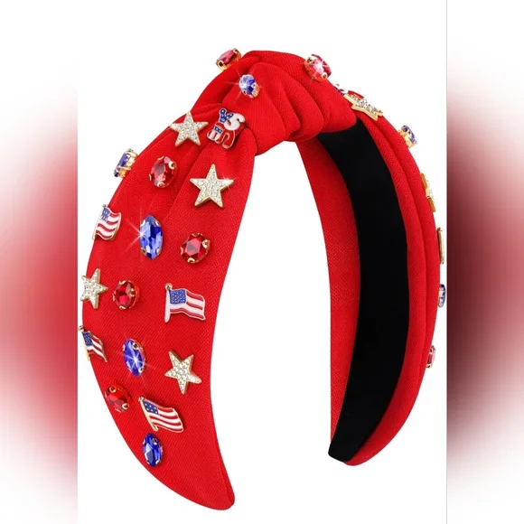 4th of July Headband for Women Patriotic‎ American Flag Knotted Headband
