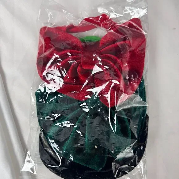 3 Pack Velvet Bow Headbands Red Green Black Turban Hair Accessories