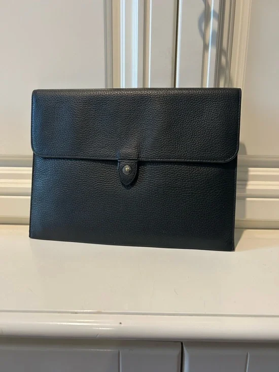 Coach Black Pebbled Leather Document Folio