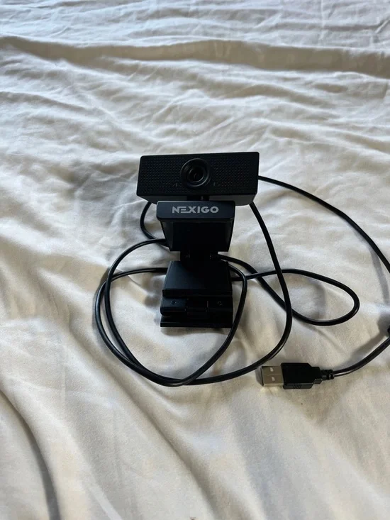 Black USB Webcam with Built-in Microphone
