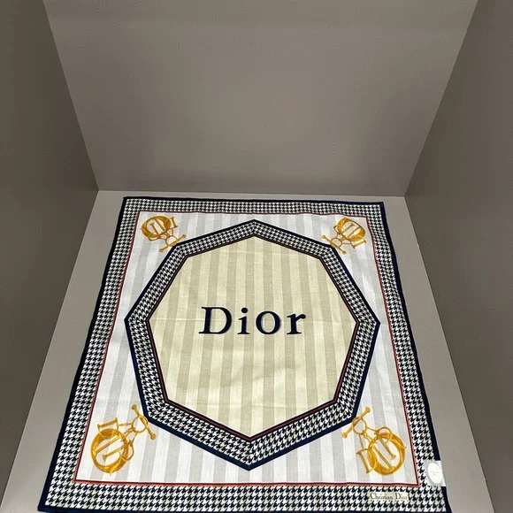 Christian Dior Vinitage Rare Square Small Scarf in Houndstooth