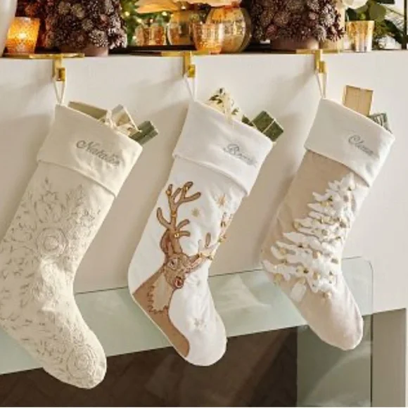 Pottery Barn West Elm Christmas Stocking Bundle NWT Holiday Gold