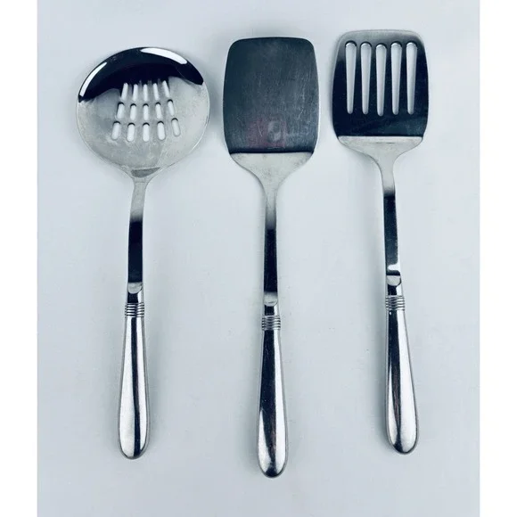 Oneida 18/8 Stainless Steel Paul Lot Of 3 Piece Serving Utensils Spatula Slotted