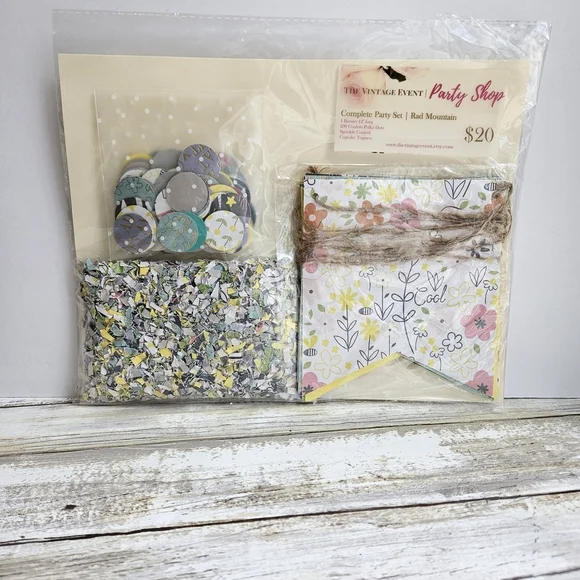 Pastel Confetti Party Decorations Set with Metallic Accents