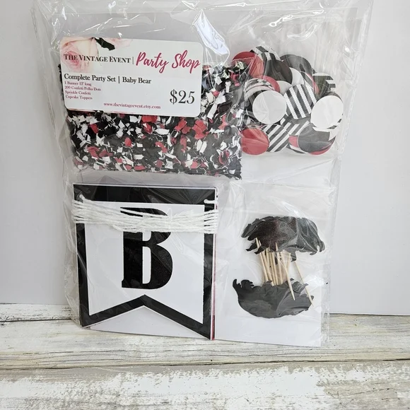 Baby Bear Black and Red Party Set