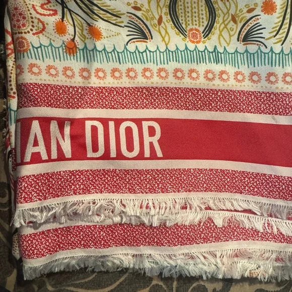 Dior Multicolor Scarf with Red Accents