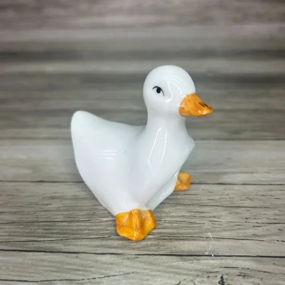 Vtg Ceramic White Duck Goose Napkin Rings Single Farmhouse Country Kitchen