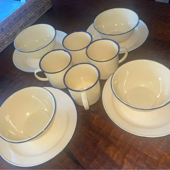 Pottery Barn 12 piece Enamel Dish Set