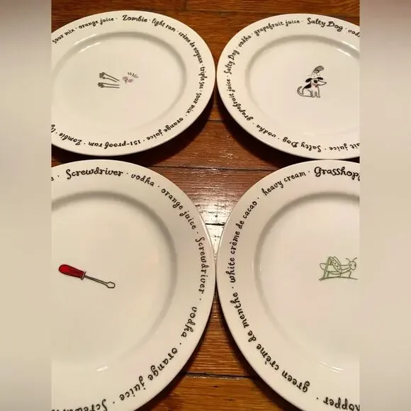POTTERY BARN ‘Bar Lingo’ Appetizer Plates (set of 4)