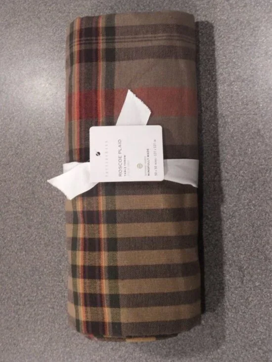Pottery Barn Rosco Plaid tablecloth 50