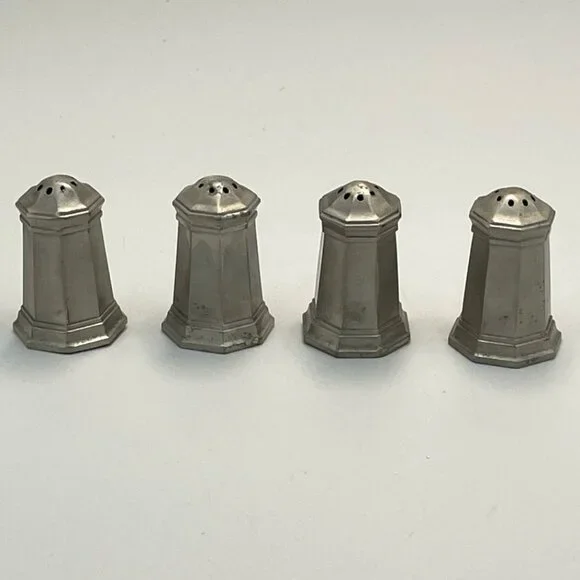 Vintage‎ Gorham Pewter Salt & Pepper Shakers Set of 4 American Primitive Retro