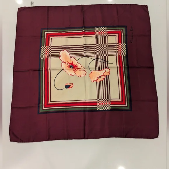 Dior Vintage Floral Silk Scarf