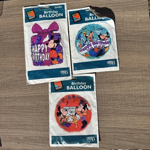 Vintage 90s Disney‎ Mickey Mouse Unlimited Birthday Balloons Goofy Gift Lot of 3