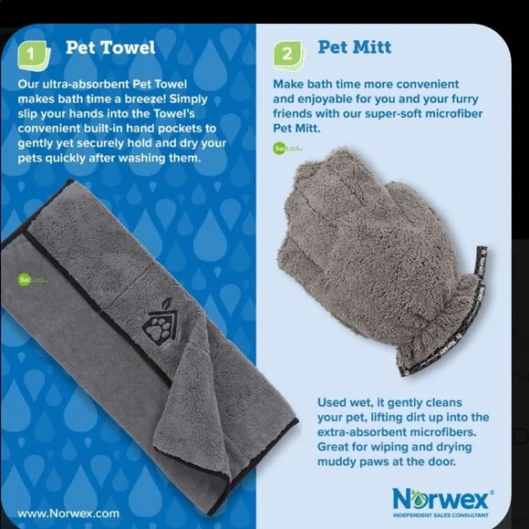 Pet Towel by Norwex w/BacLock technology. Brand new never used.