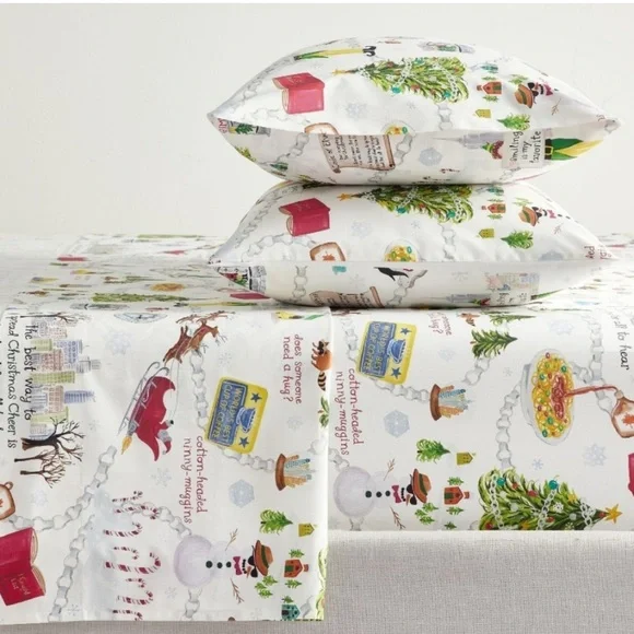 POTTERY BARN Buddy the Elf Christmas sheet set•new•king