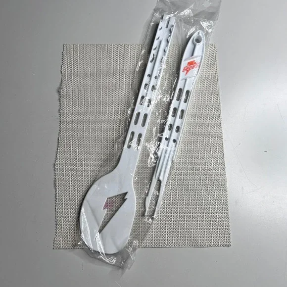 Vintage Gatorade Plastic Salad Server Set White Lightning Bolt Spoon and Fork