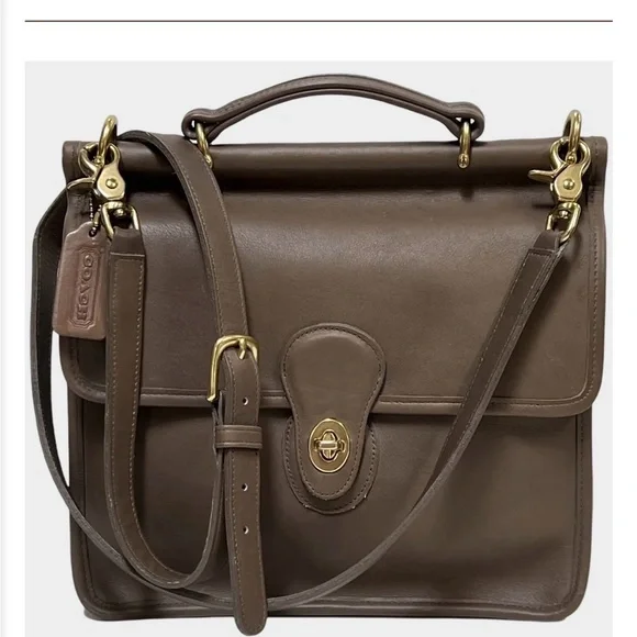 Coach Vintage Willis Taupe #9927 90’s Brown Leather Crossbody/Handbag Hardware