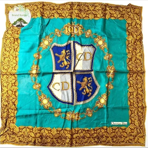 Dior Turquoise and Gold Scarf