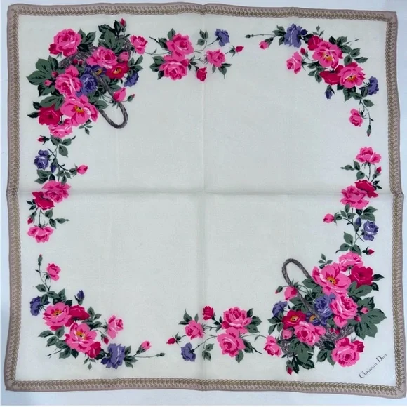 Christian Dior 100% Cotton Handkerchief or Scarf, faint blemish