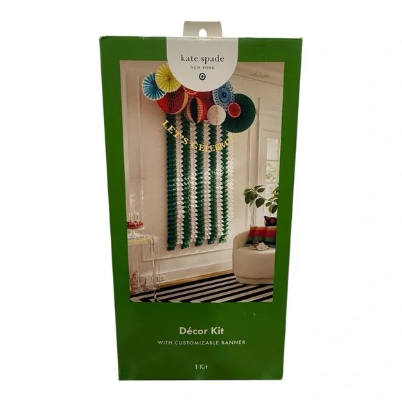 Kate Spade New York Décor Kit w/ Customizable Banner – Party Backdrop – NEW