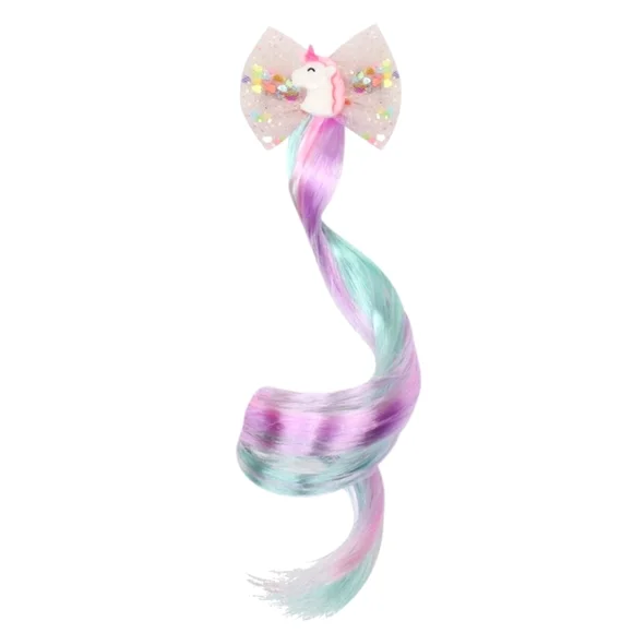 Unicorn Bow Clip Faux Hair Pony Tail Birthday Dress Disney Clothes Headband