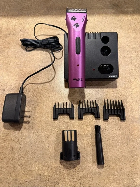 Wahl Original Arco Cordless Animal Pet Clipper 1854 Kit Purple w/ Charger Tested