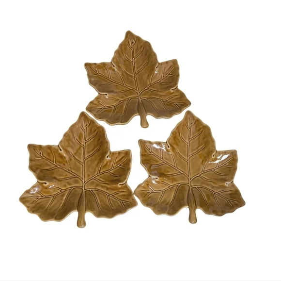 Pottery Barn Maple Leaf Plates Vintage Amber Leaf Shaped Salad Plates Per Plate