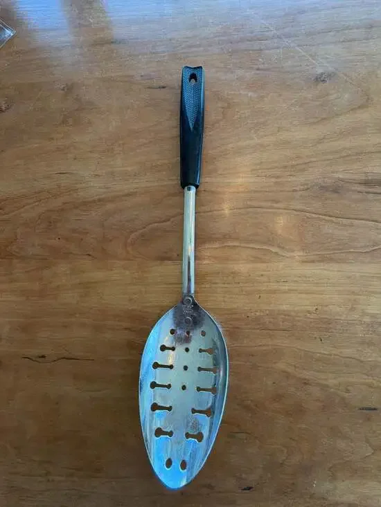 Vintage Ekco Chromium Plated Slotted Serving Spoon
