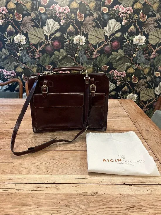 Aigin/Alma Milano Leather Briefcase
