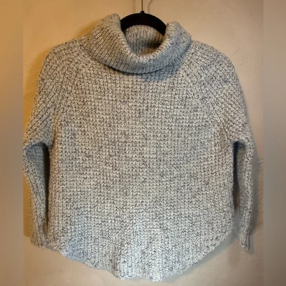 Free People Dylan Tweedy Pullover Heathered blue grey Size XL wool