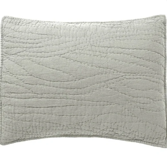Pottery Barn Belgian Flax Linen Handcrafted Quilted Standard Pillow Sham