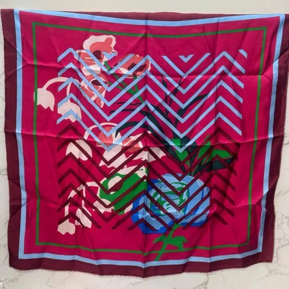 CHRISTIAN DIOR Silk Print Square Scarf Multicolor