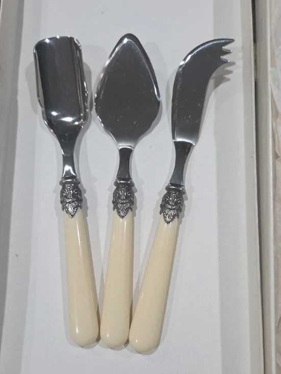 Vintage Inox 18/10 Italy Napoleon Ivory App Set. 3 Piece