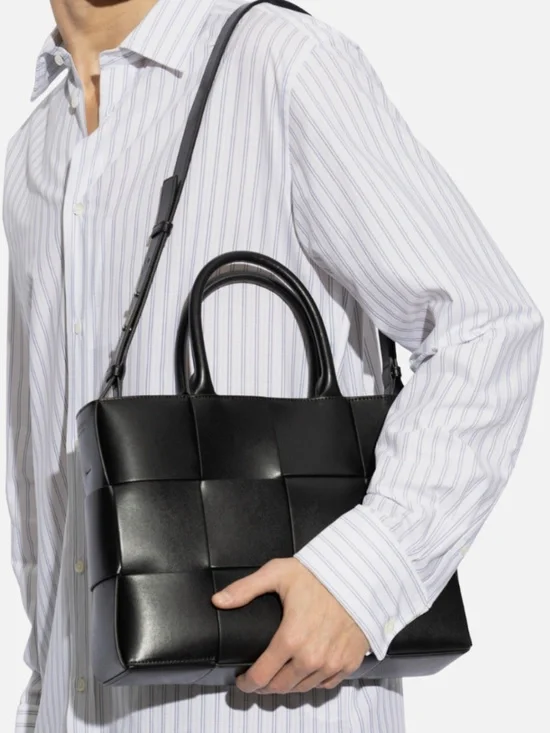 BOTTEGA VENETA Arco Small East West Tote Bag Black Intreccio + Box Receipt
