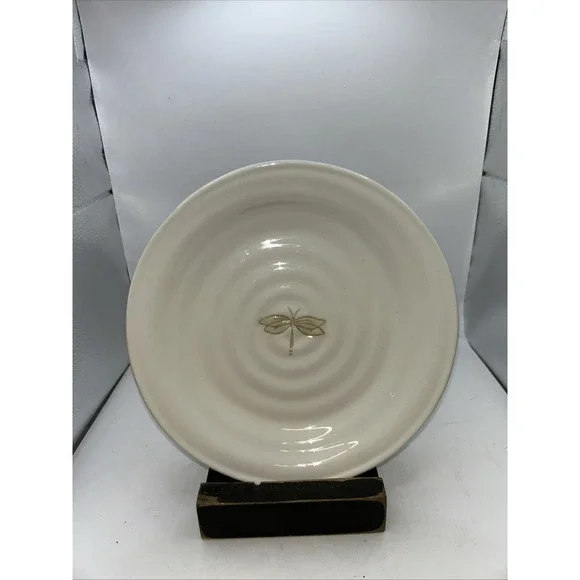 Pottery Barn Garden Salad Luncheon Plate Dragonfly Cream White