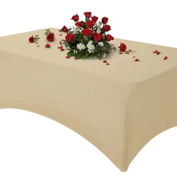 2 Pack 8FT Spandex Table Cover, Wrinkle-Free Reusable Rectangle Tablecloths