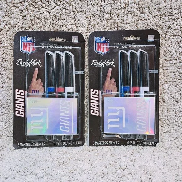 BodyMark temporary tattoo NY GIANTS stencils markers GAME DAY Superbowl Football
