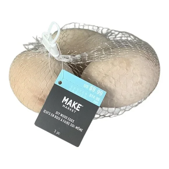 3pcs Wooden‎ Eggs DIY Unfinished Approx 3