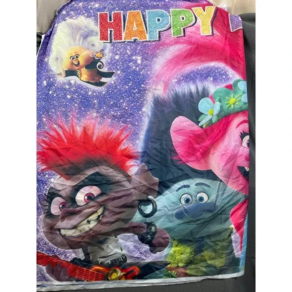 DreamWorks Trolls World Tour Happy Birthday Fabric Banner Backdrop 60x40 Poppy